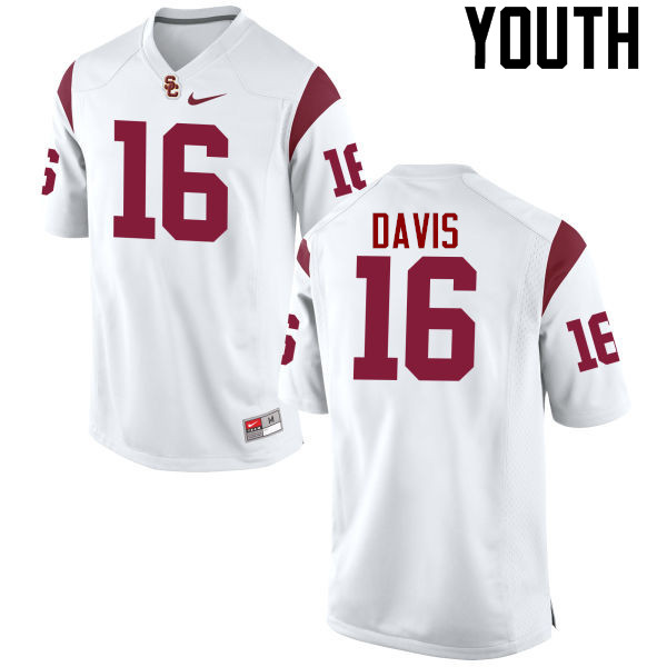 Youth #16 Dominic Davis USC Trojans College Football Jerseys-White